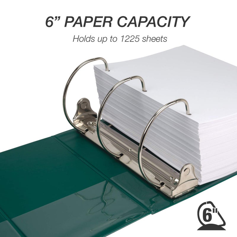 Samsill Durable 6 inch 3 Ring Binder, Made in USA, Locking D Ring FSC 100% Recycled Chipboard, Green - Image 3